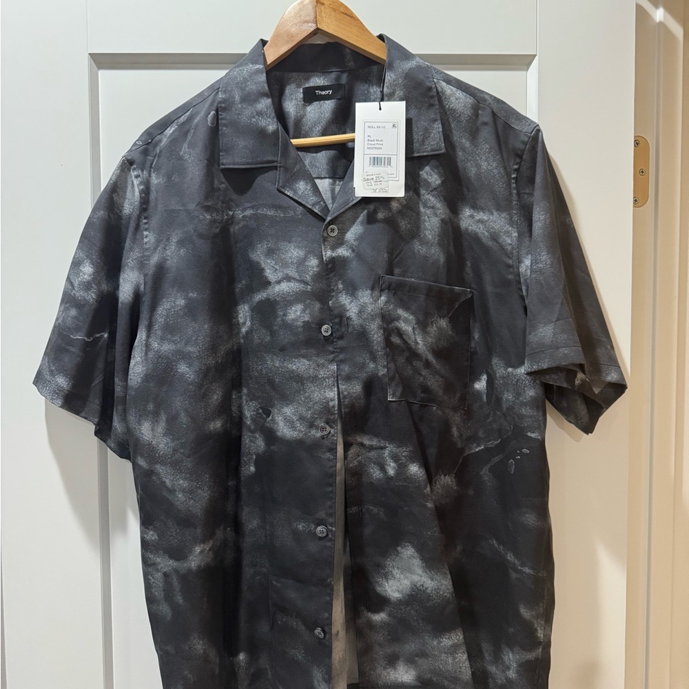 Theory Black and Gray Patterned Shirt